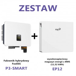 ZESTAW Inwerter hybrydowy FoxESS P3-8.0-SH + moduł bateryjny EP12